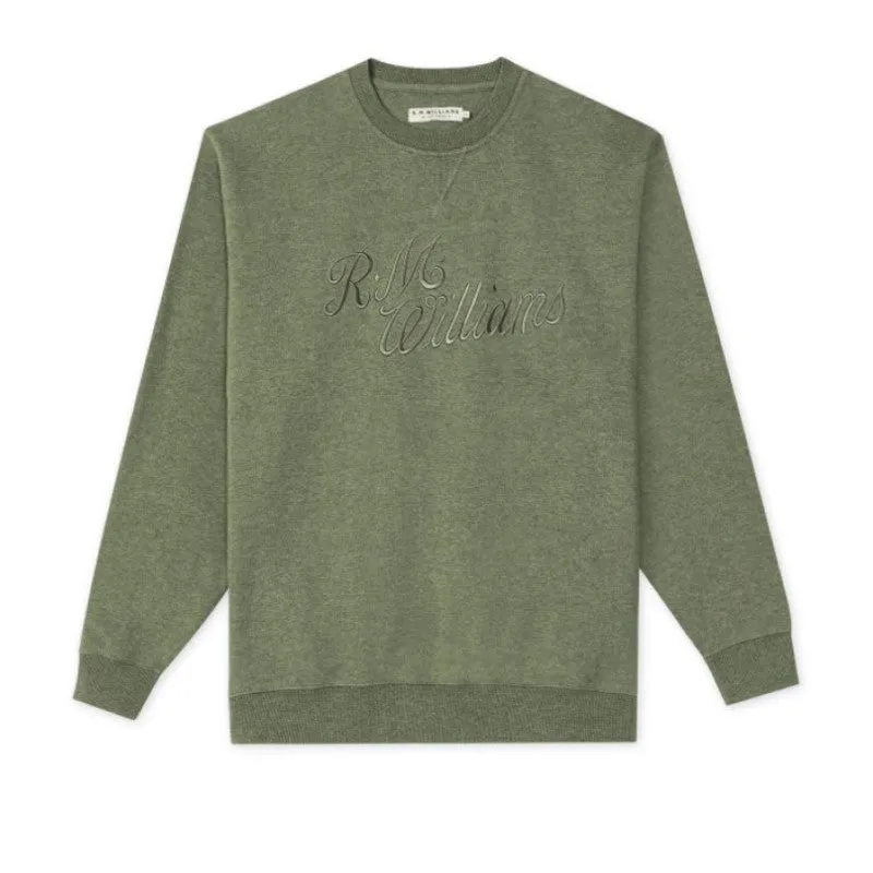 R.M.Williams Script Crew Neck Mens Sweater - Khaki