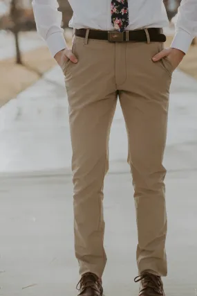 Robbins & Brooks Slim Flex Pants Tan, Original Design