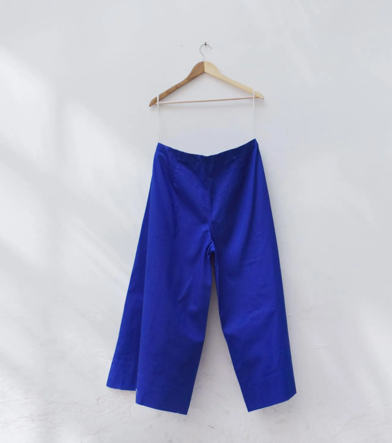 Royal blue flared twill pants