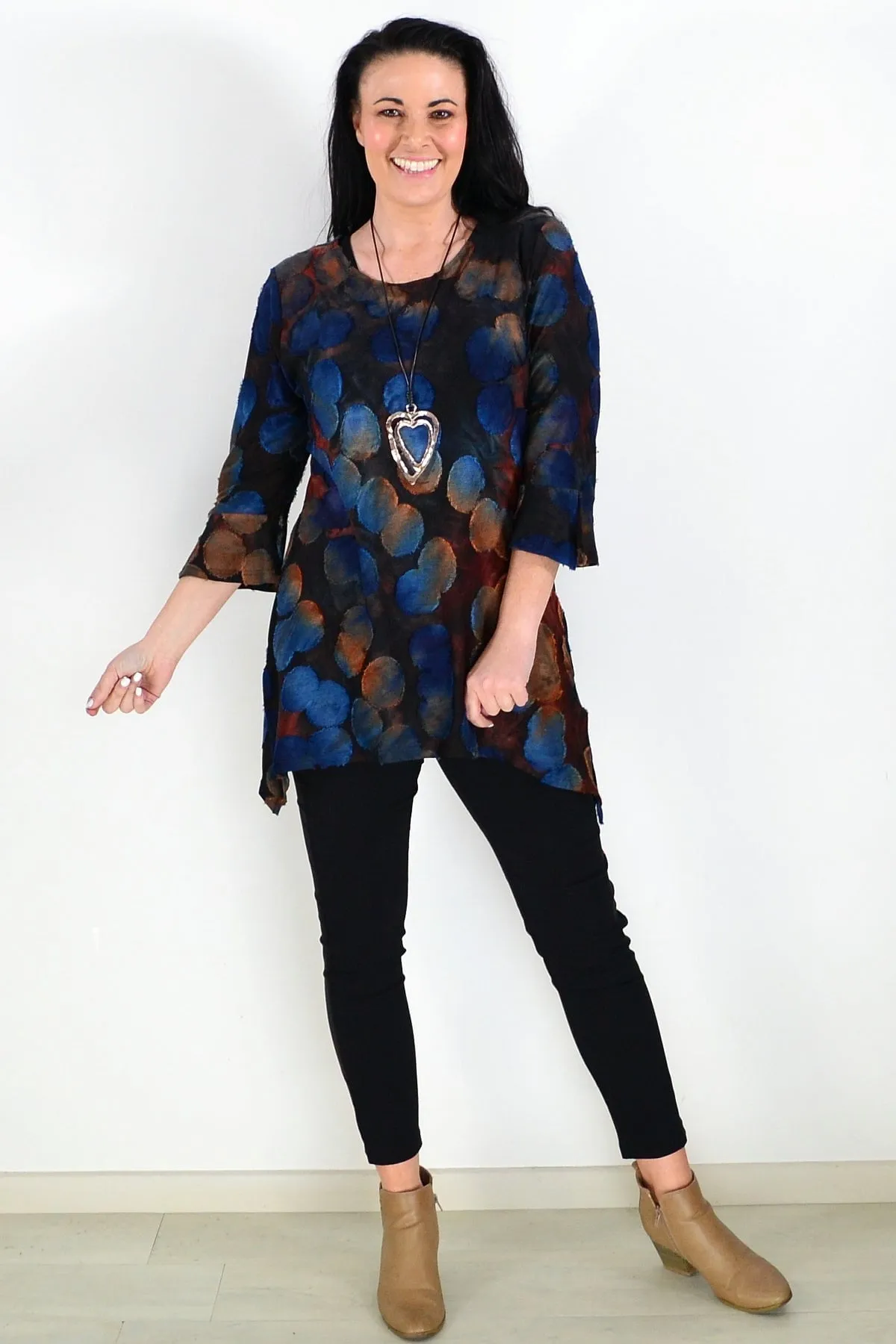 Rust Black Patchwork Tunic Top