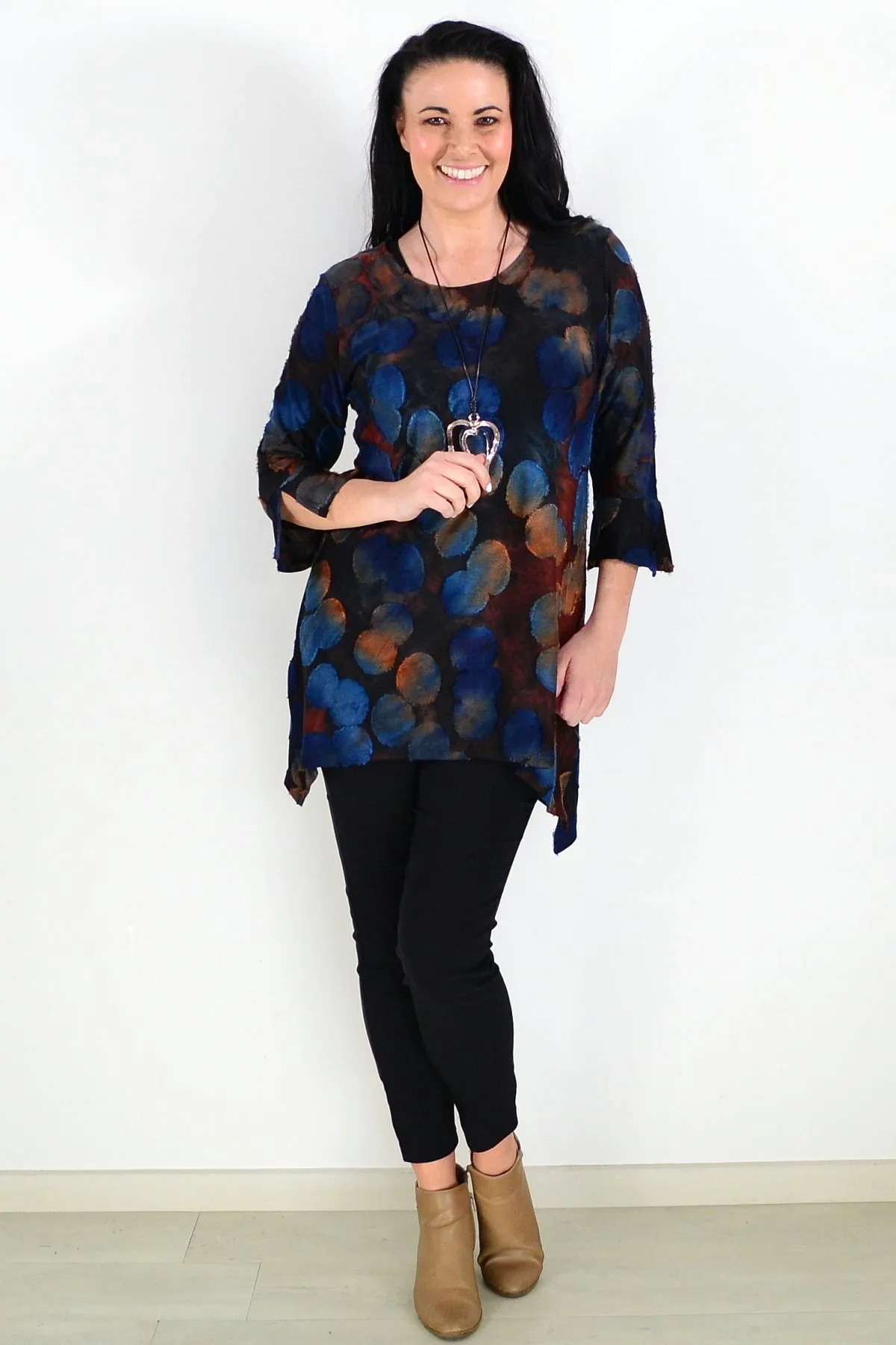 Rust Black Patchwork Tunic Top