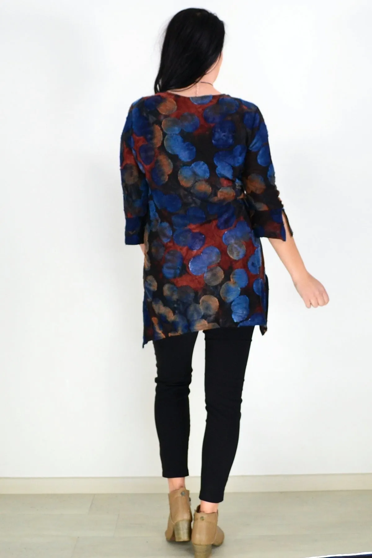 Rust Black Patchwork Tunic Top