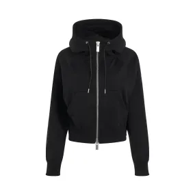 S Sweat Jersey Zip Up Hoodie in Black