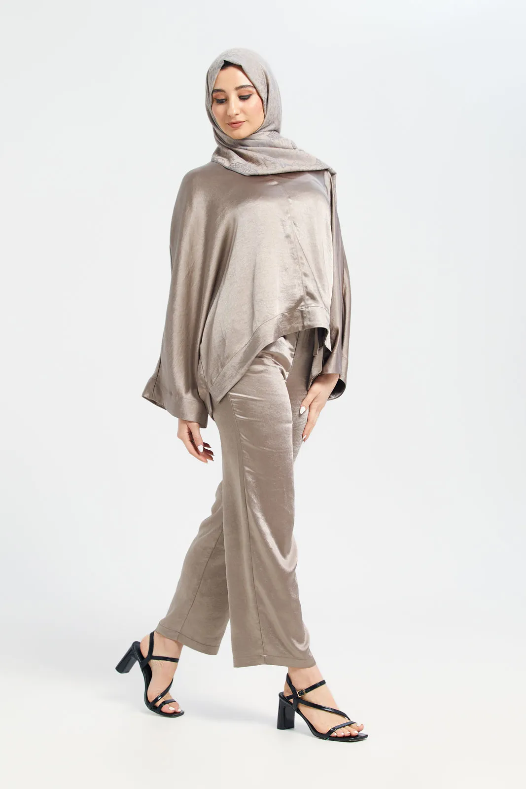 Sage Kimino Sleeve Satin Tunic