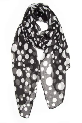 Scarf / Black & White Polka Dot / Unisex