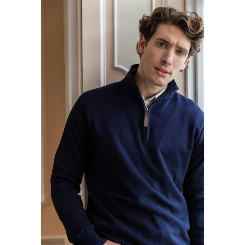 Schoffel Cotton Cashmere 1/4 Zip Jumper - Navy