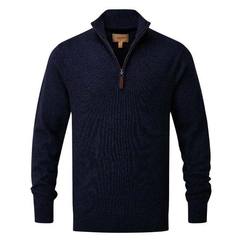 Schoffel Cotton Cashmere 1/4 Zip Jumper - Navy