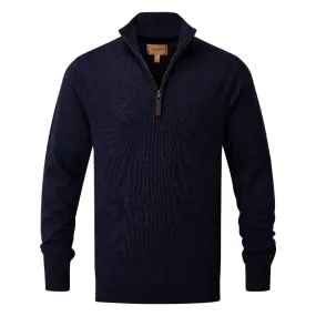 Schoffel Cotton Cashmere 1/4 Zip Jumper - Navy