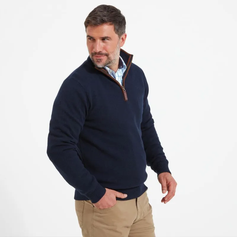 Schoffel Cotton Cashmere 1/4 Zip Jumper - Navy