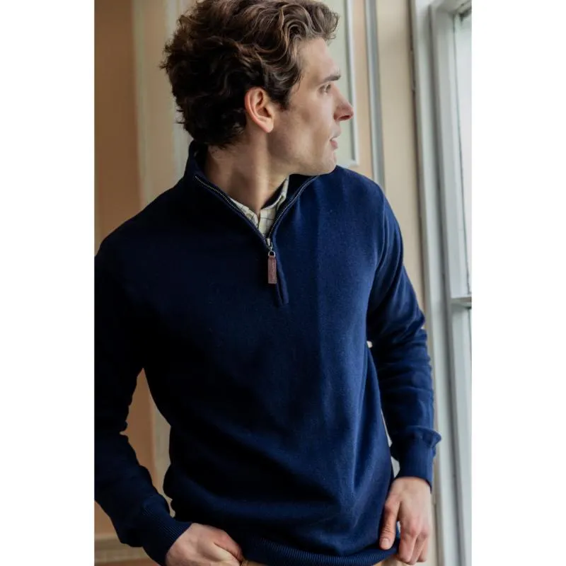 Schoffel Cotton Cashmere 1/4 Zip Jumper - Navy