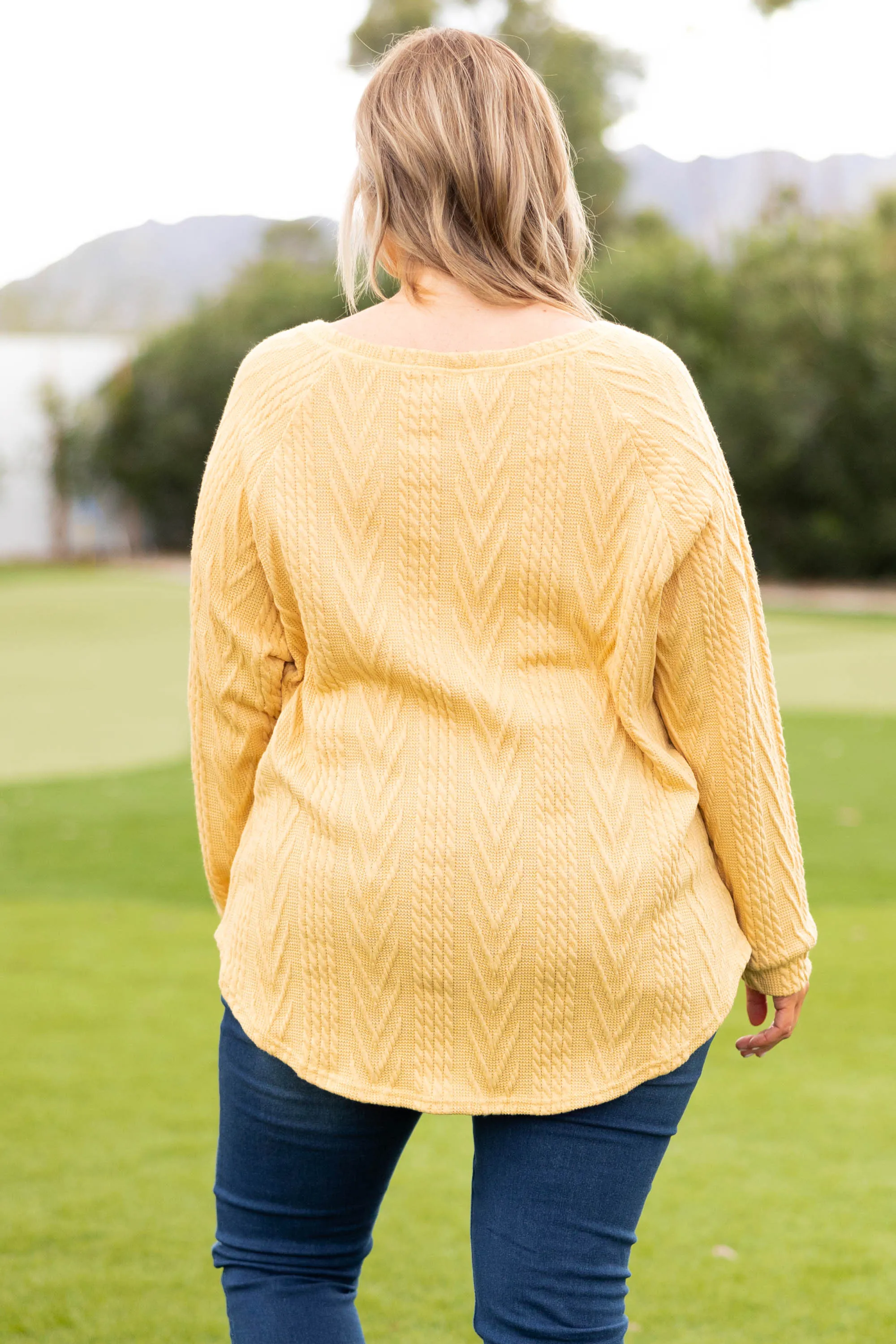 Slouchy Cableknit, Spring Yellow