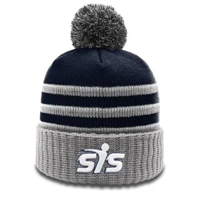 Smash It Sports Beanie #134 with Pom (Navy/Grey/White)