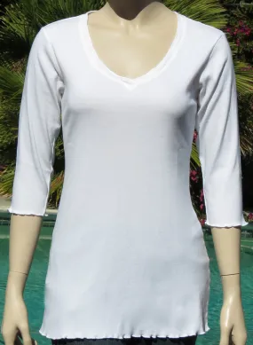 Solid V-Neck Tunic - White