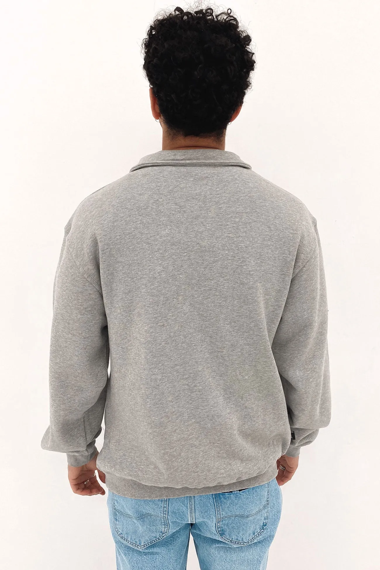 Stock Logo Mock Neck Fleece Grey Marle