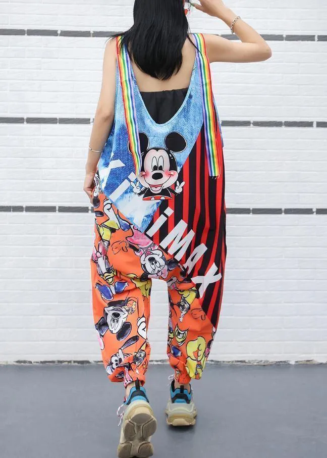 summer fashion cartoon prints strap pants plus size jumpsuit pants