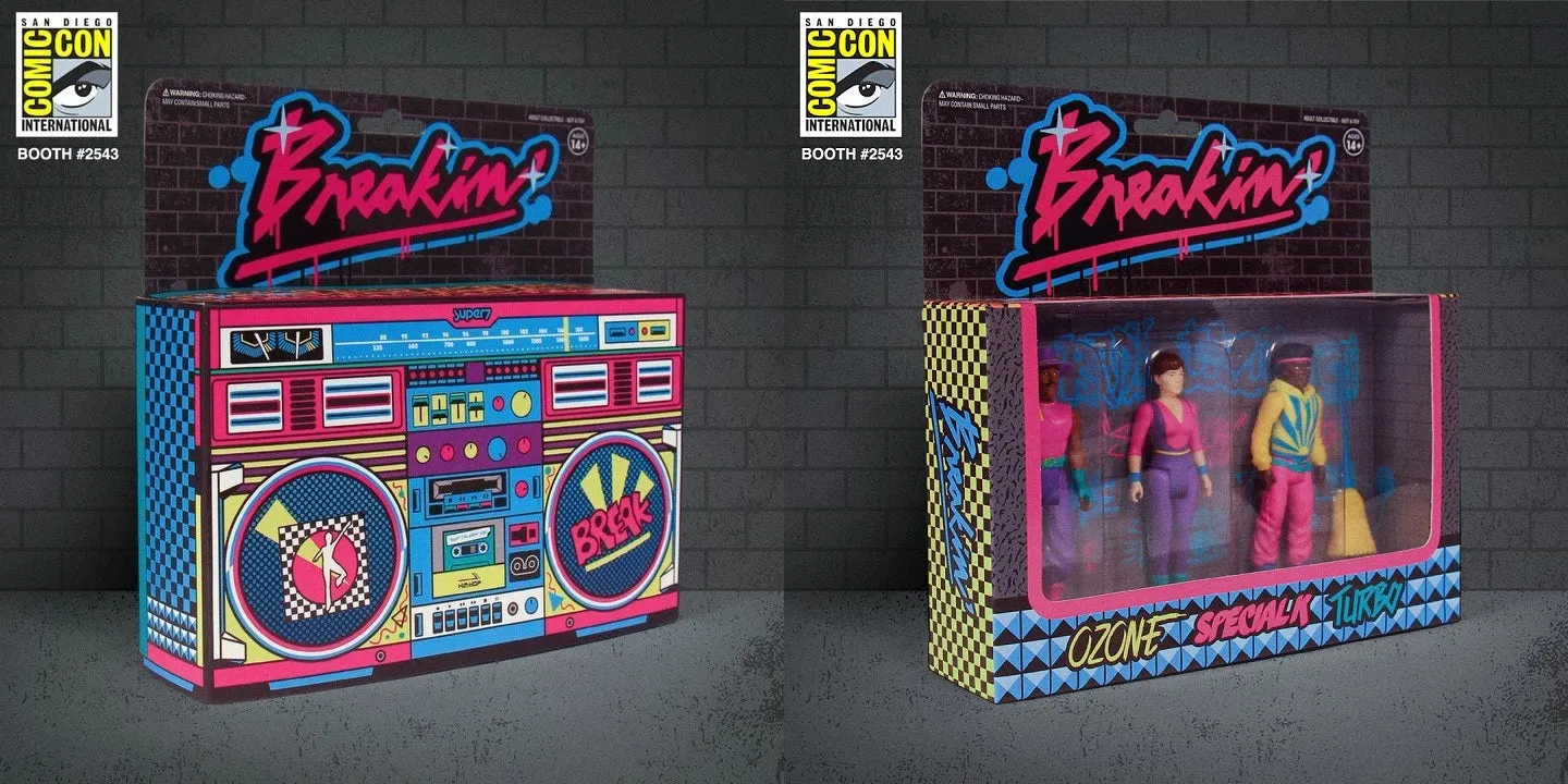 Super7 x Breakin’ ReAction Boombox Figure SDCC Set 3.75” Comic Con Exclusive Retro Toy Action Figures