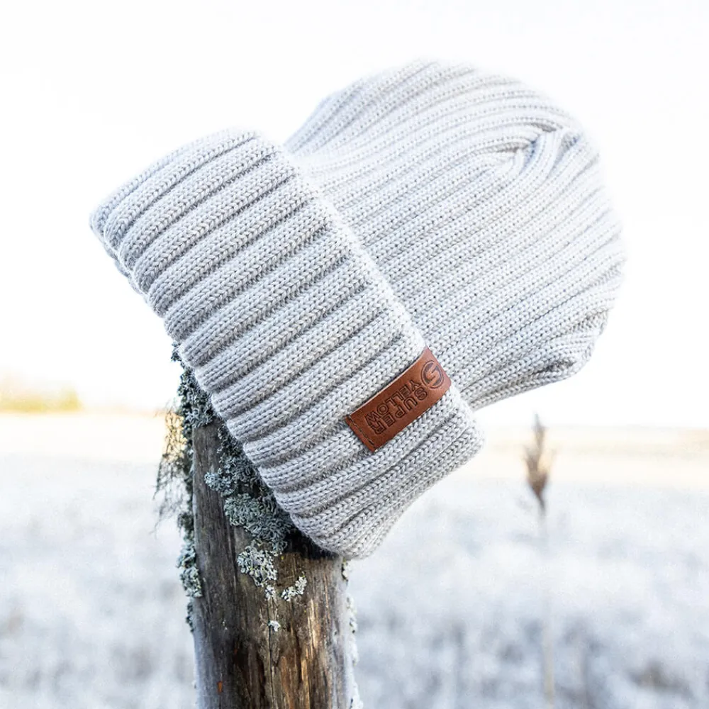 Superyellow Beam Pink Merino Wool Beanie (Unisex)