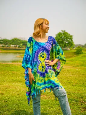 T0333- Hand Dyed Tunic Boho Kaftan Blouse Hippie Oversize Tops