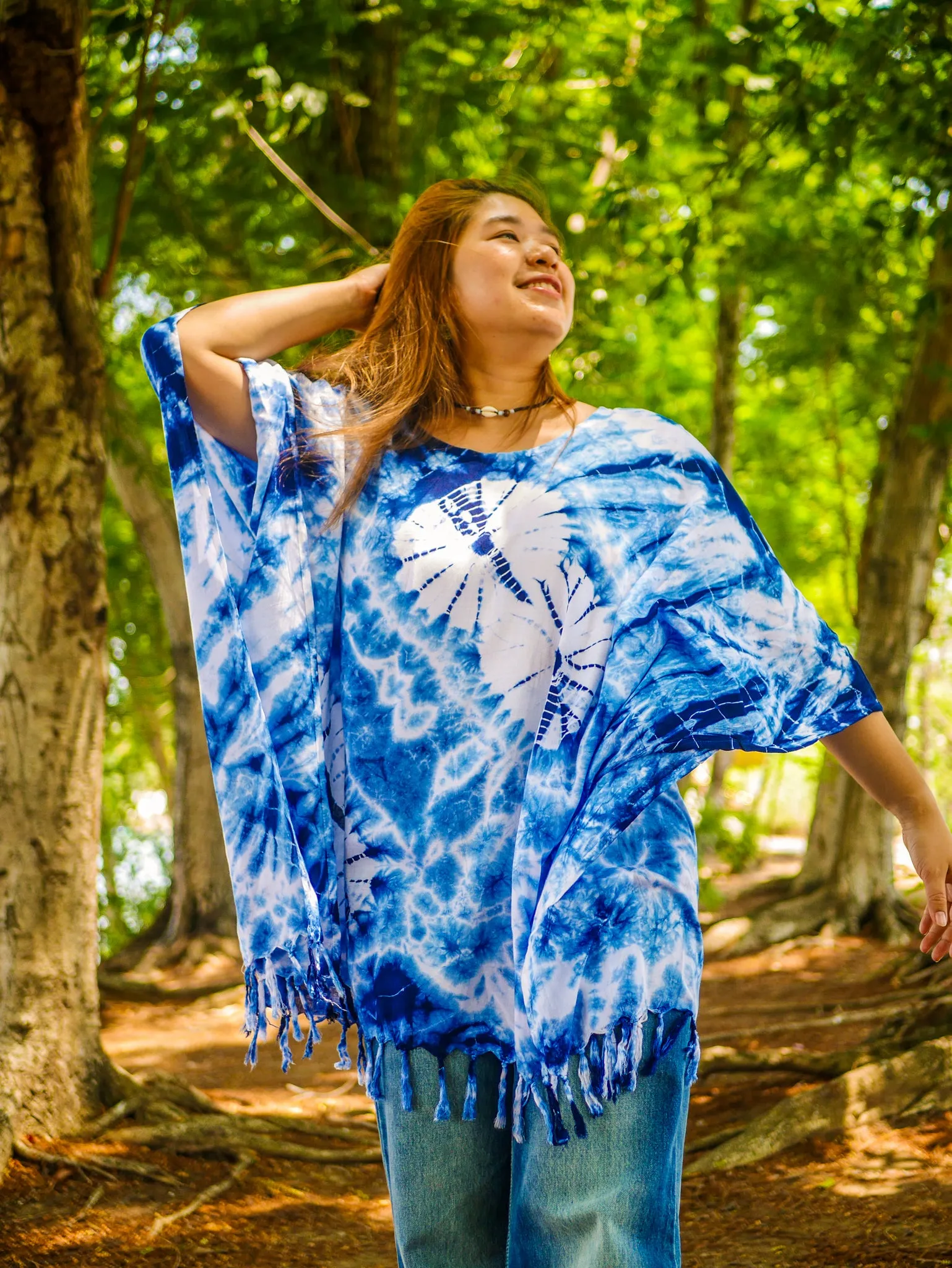 T0876- Hand Dyed Tunic Boho Kaftan Blouse Hippie Oversize Tops