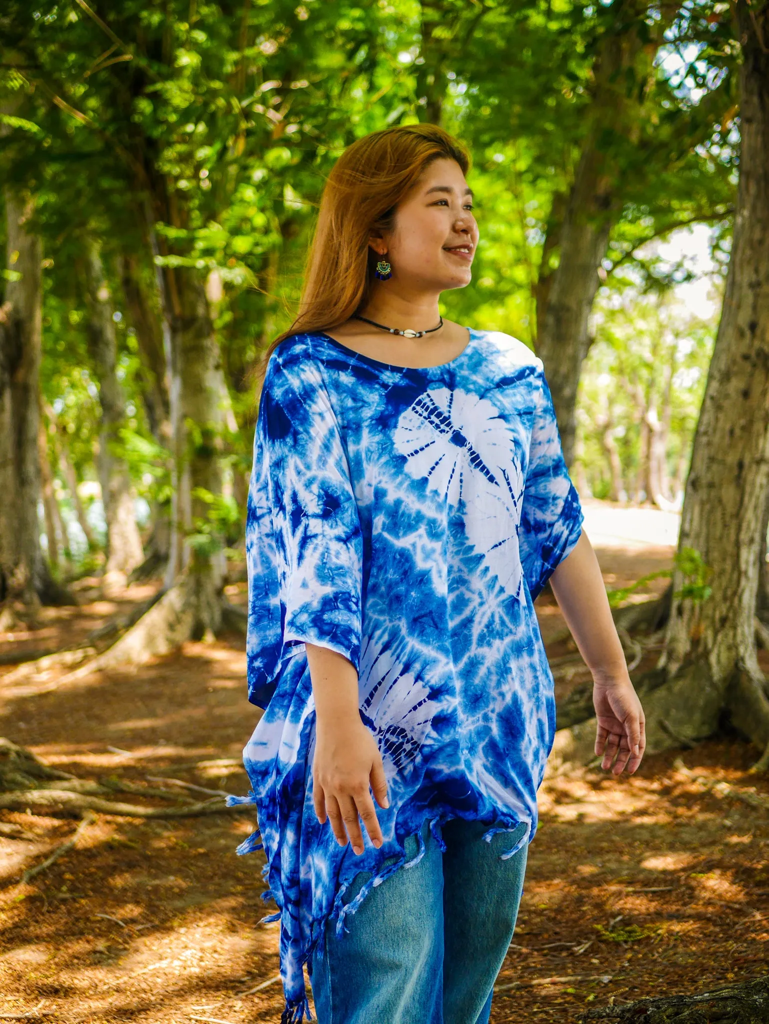 T0876- Hand Dyed Tunic Boho Kaftan Blouse Hippie Oversize Tops