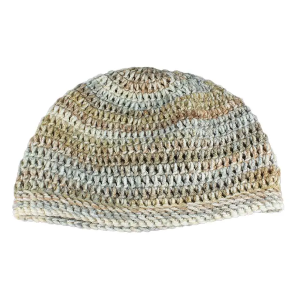 Tan and Gray Crochet Beanie Hat Medium/Large - JMCH21ML