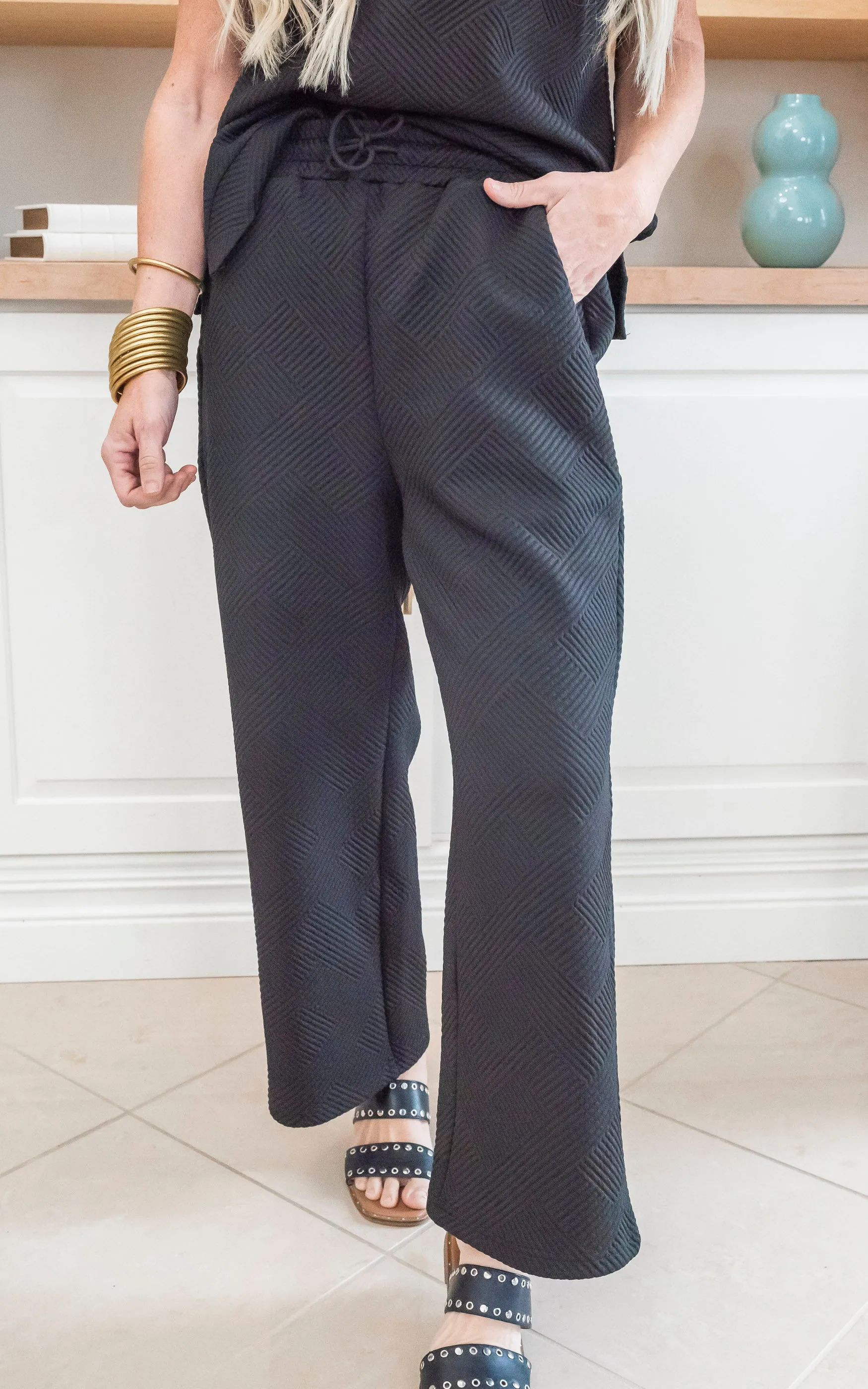 Textured Loose Leg Pants - Final Sale