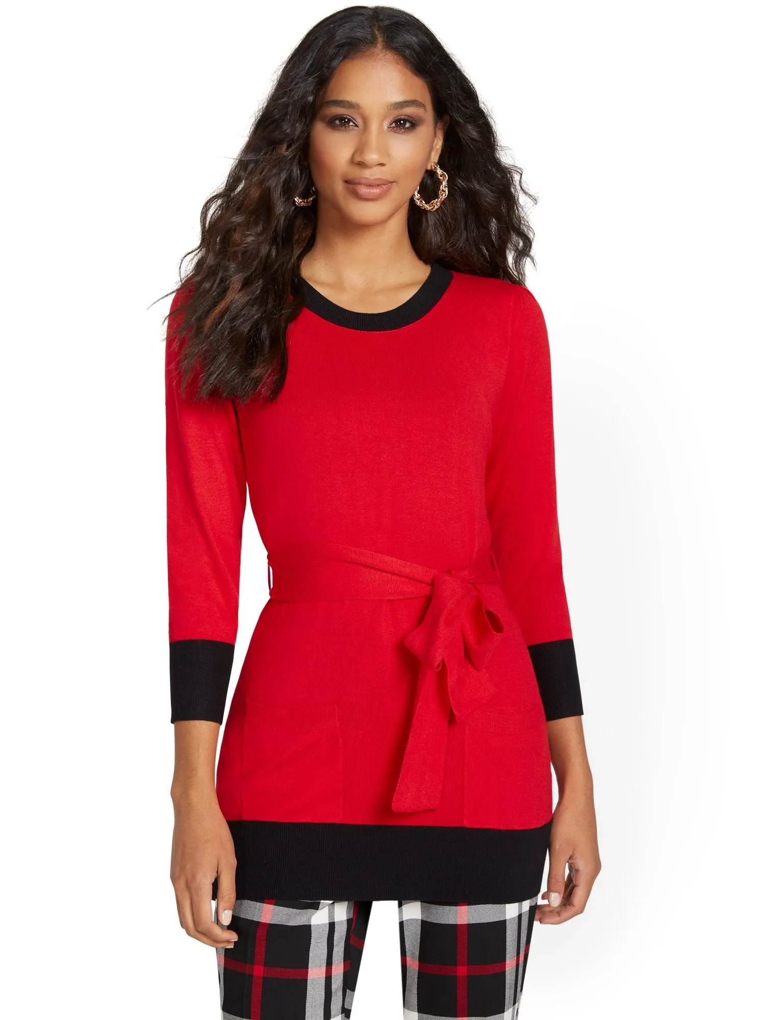 Tie-Waist Tunic Sweater