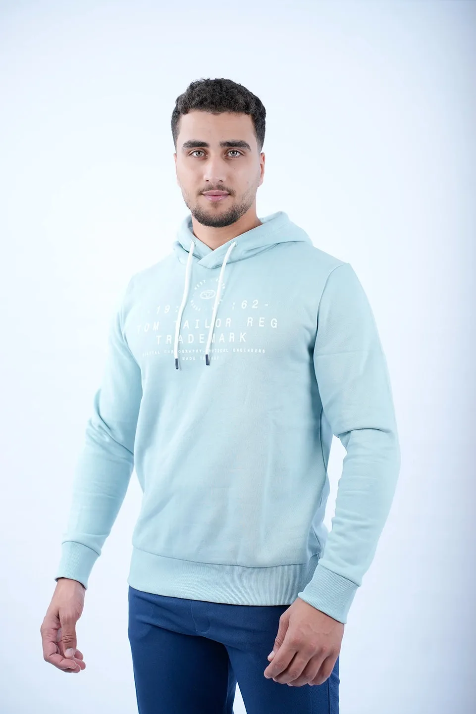 Tom Tailor Aqua Hoodie With Logo Front Design