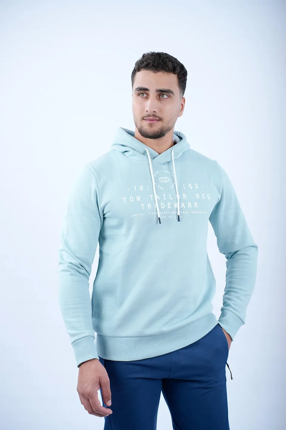 Tom Tailor Aqua Hoodie With Logo Front Design