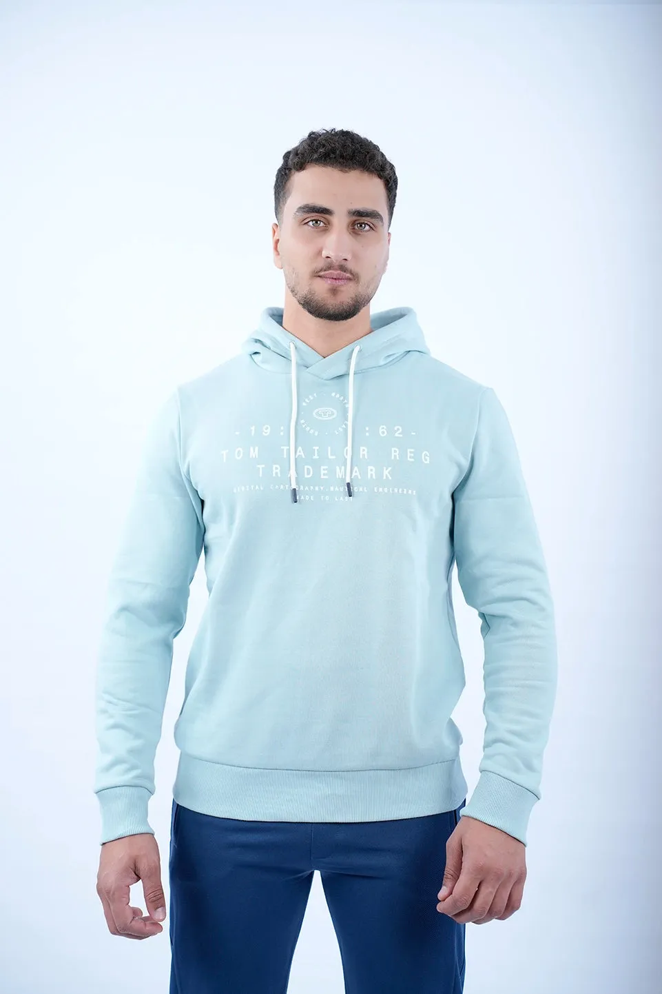 Tom Tailor Aqua Hoodie With Logo Front Design