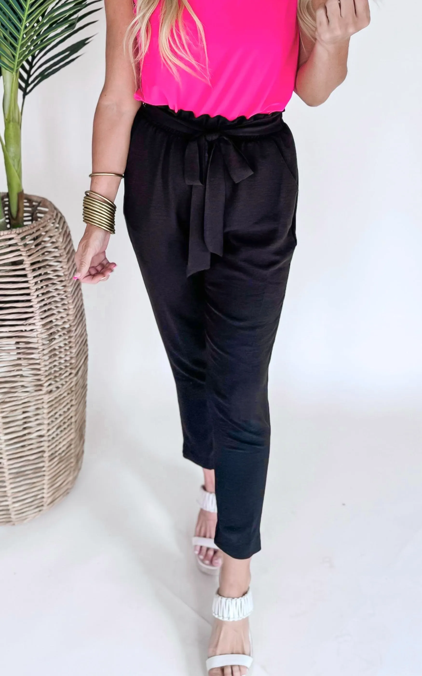 Totally Worth It High Waisted Solid Woven Pant - Final Sale