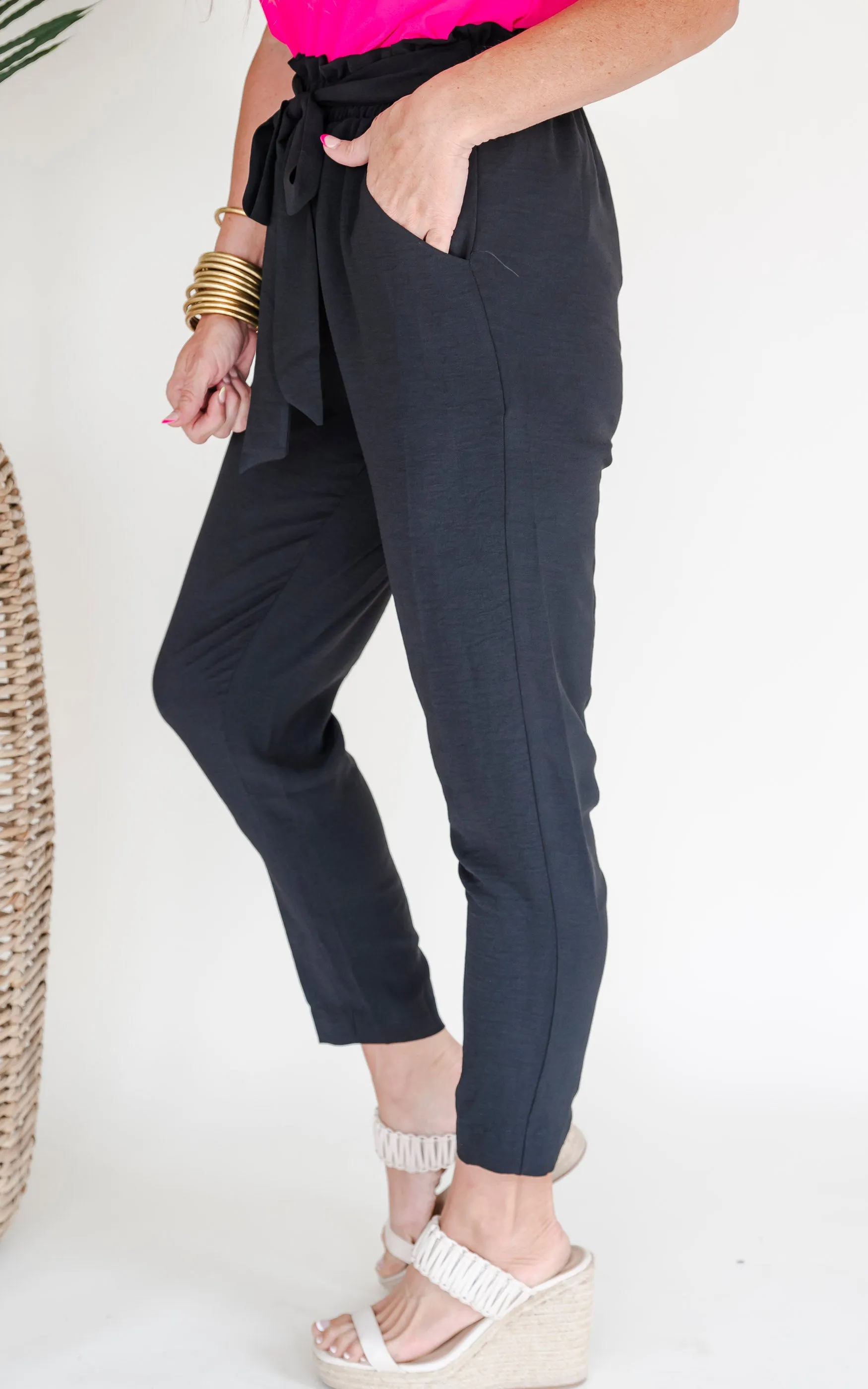 Totally Worth It High Waisted Solid Woven Pant - Final Sale