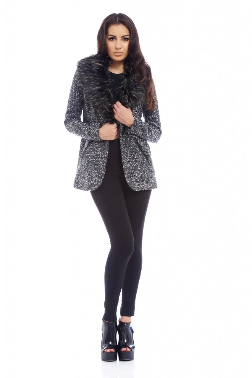 Tweed Fur Collar Jacket