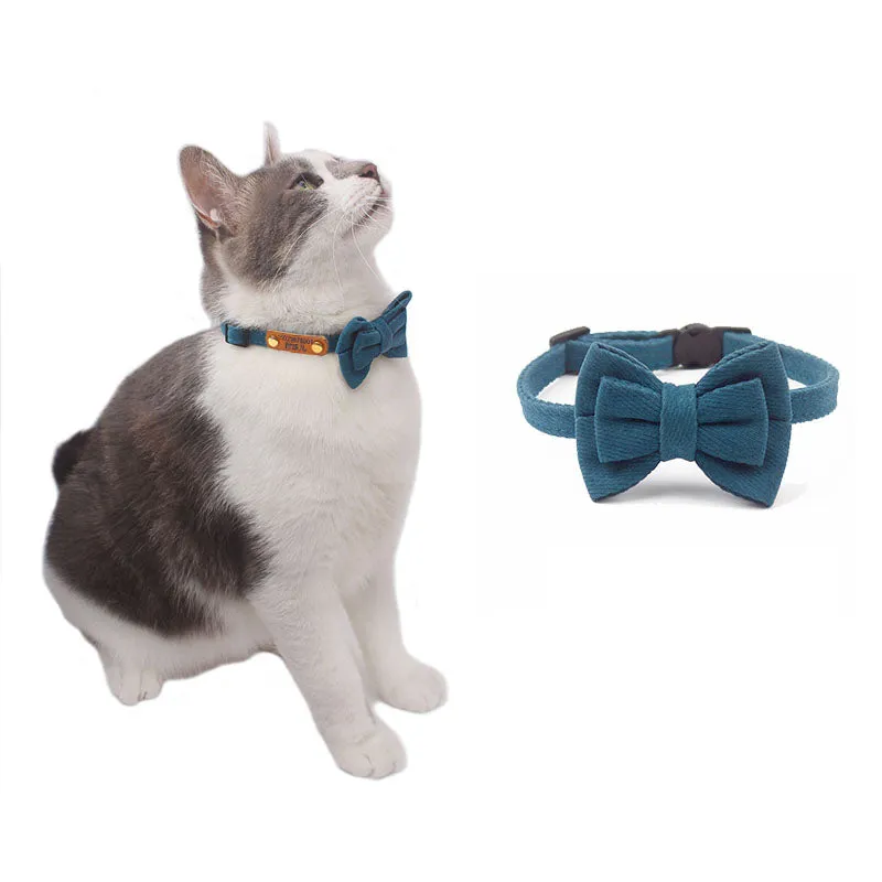 Twill Knit Fleece Cat Collar Bowtie