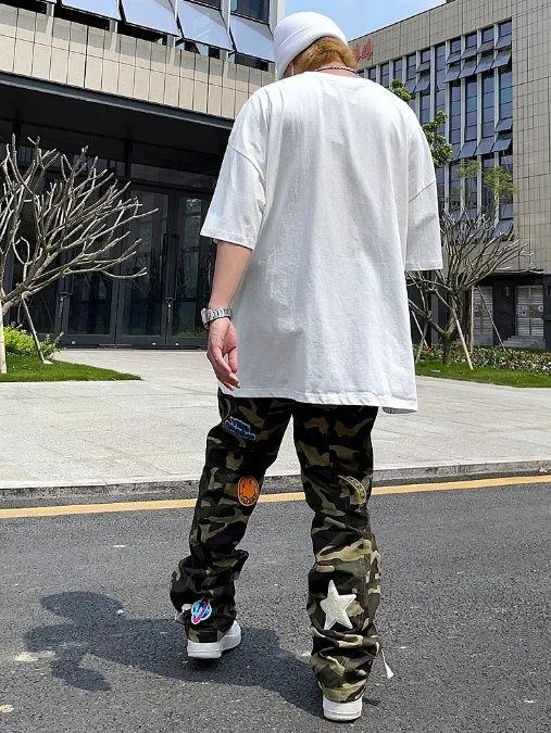 Unisex Camouflage Cargo Pants - Hip Hop Style w/ Embroidery