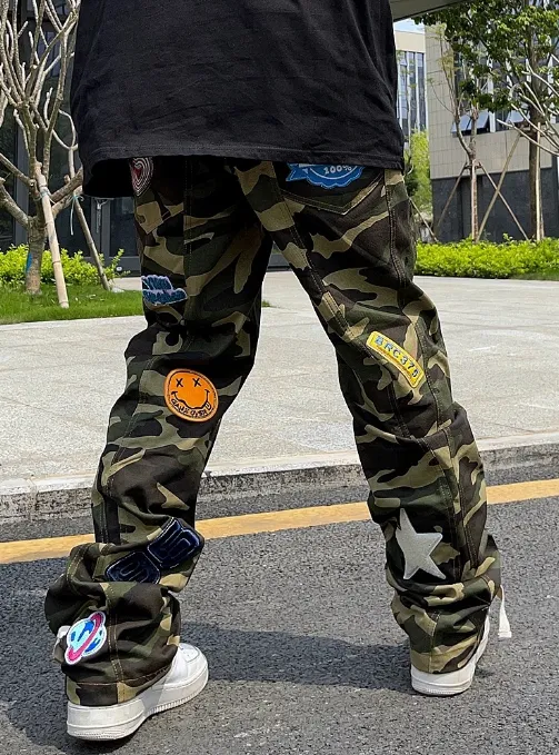 Unisex Camouflage Cargo Pants - Hip Hop Style w/ Embroidery