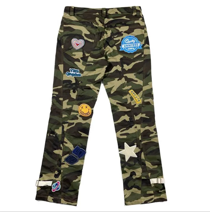 Unisex Camouflage Cargo Pants - Hip Hop Style w/ Embroidery