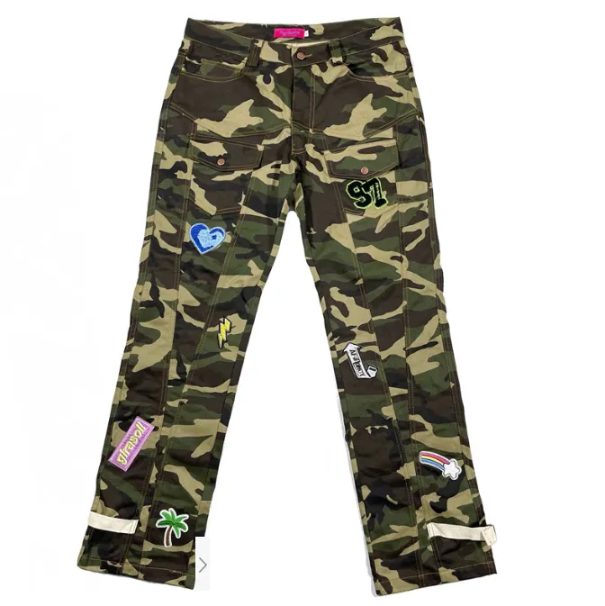 Unisex Camouflage Cargo Pants - Hip Hop Style w/ Embroidery