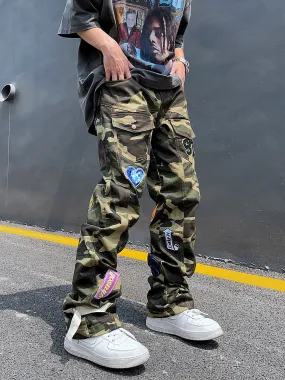 Unisex Camouflage Cargo Pants - Hip Hop Style w/ Embroidery