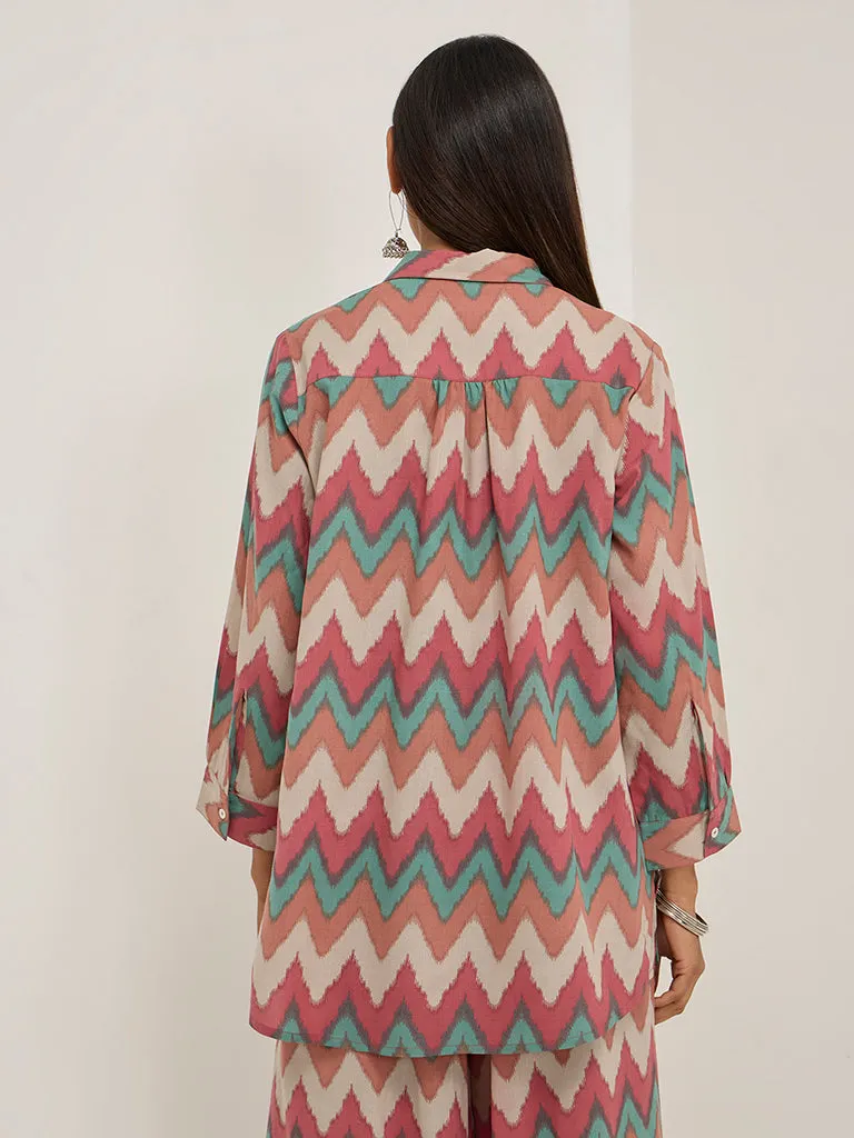 Utsa Multicolour Chevron Printed Tunic