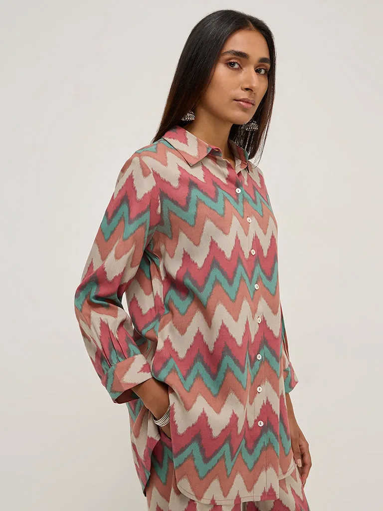 Utsa Multicolour Chevron Printed Tunic