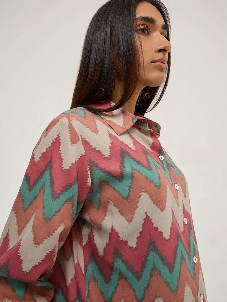 Utsa Multicolour Chevron Printed Tunic