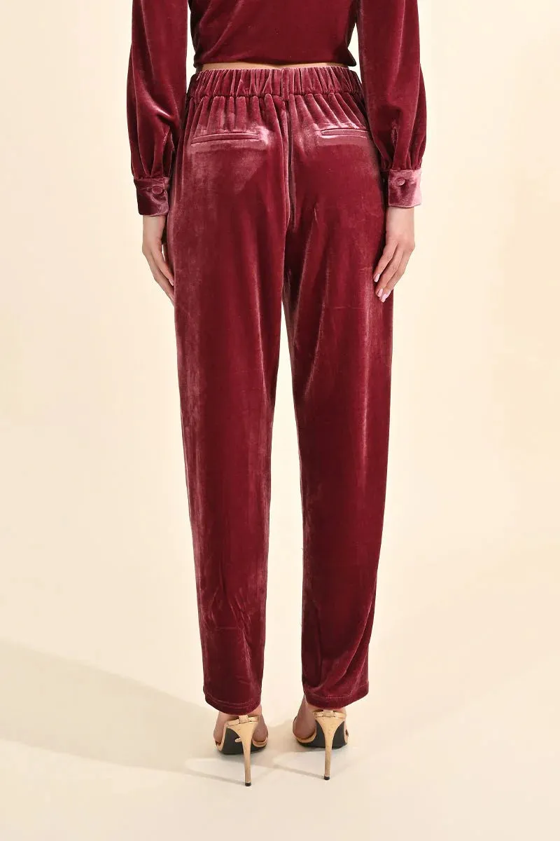 Velvet Cigarette Pants - Pink