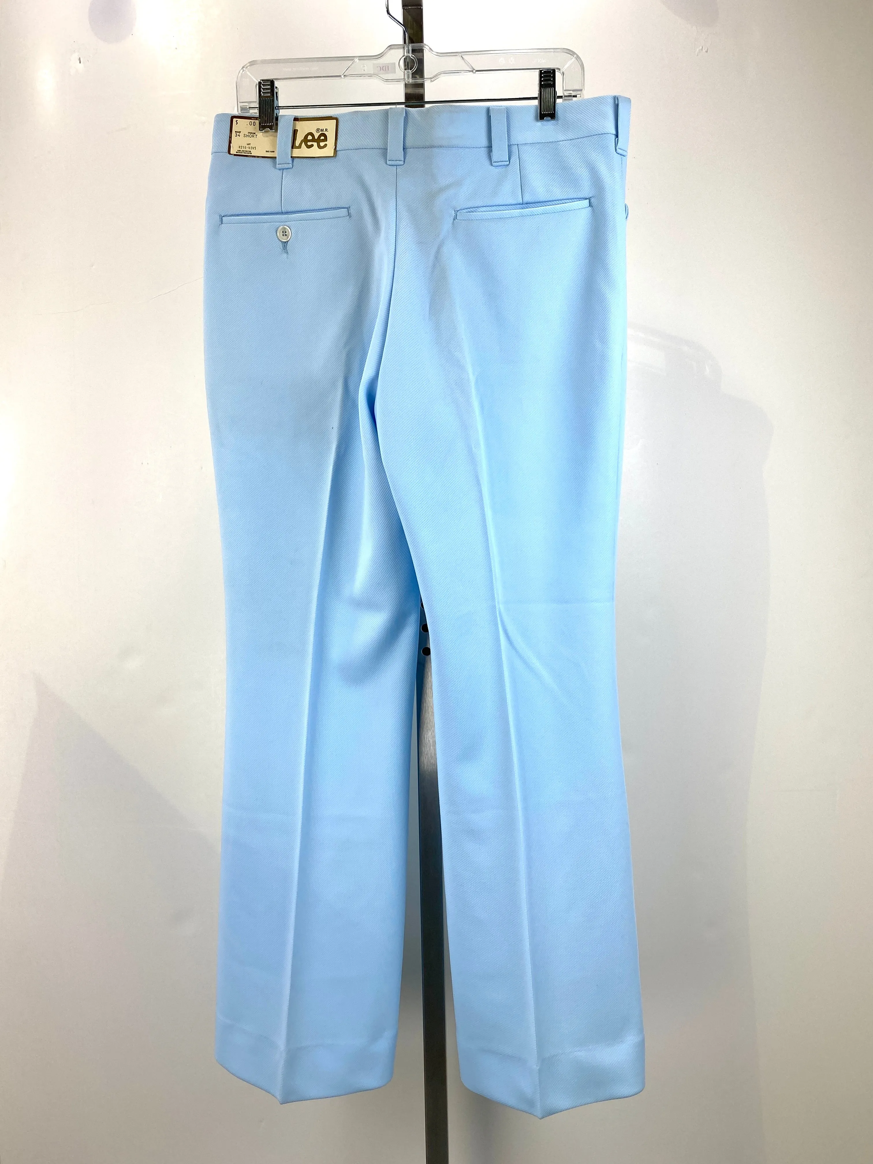 Vintage 1970s Deadstock Lee Polyester Flared Trousers, Men's Blue Slacks, NOS