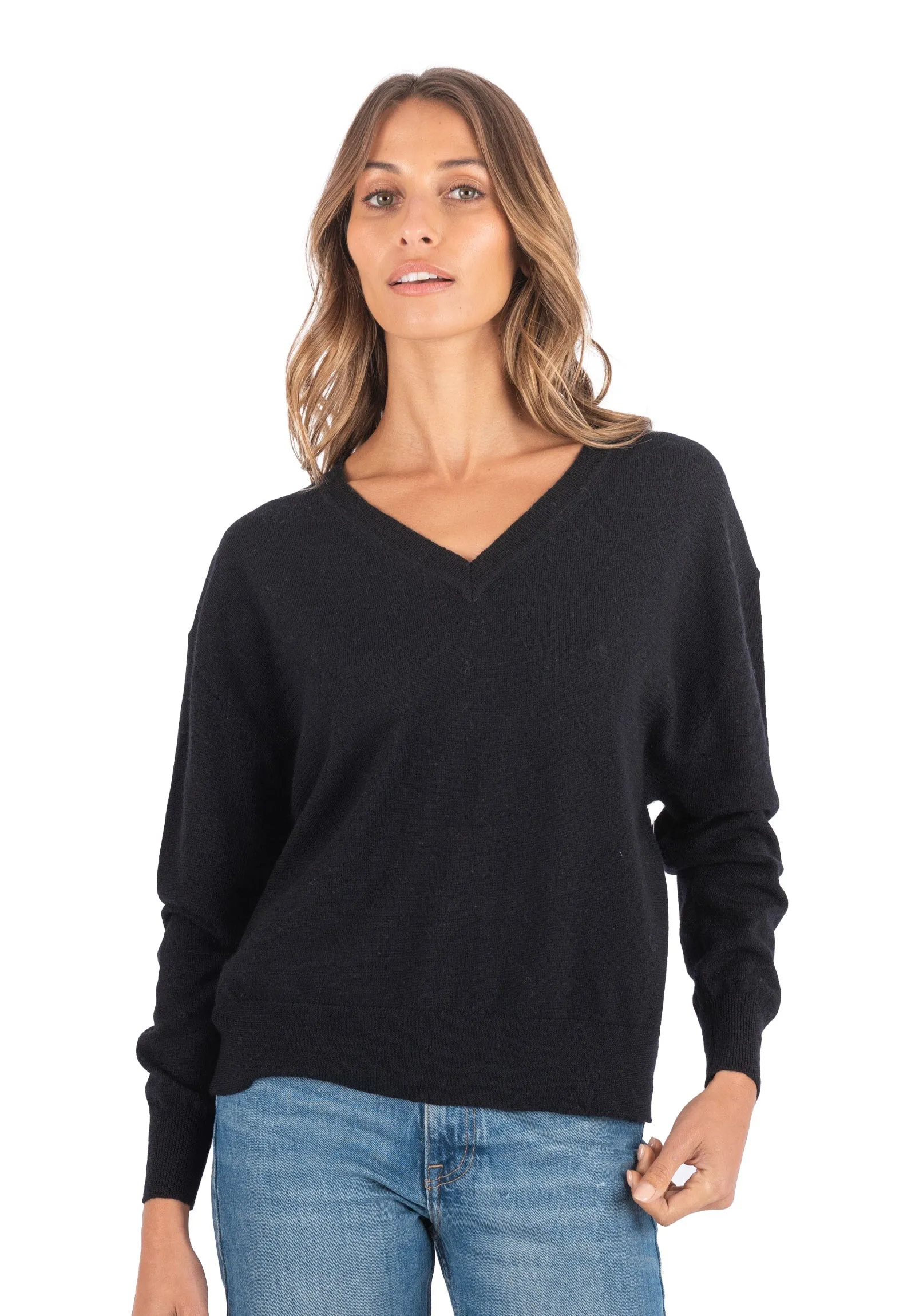 Viola Black Relaxed Merino Wool Sweater