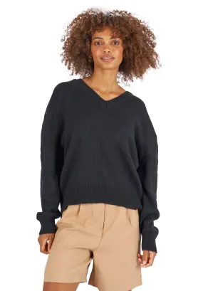 Viola Black Relaxed Merino Wool Sweater