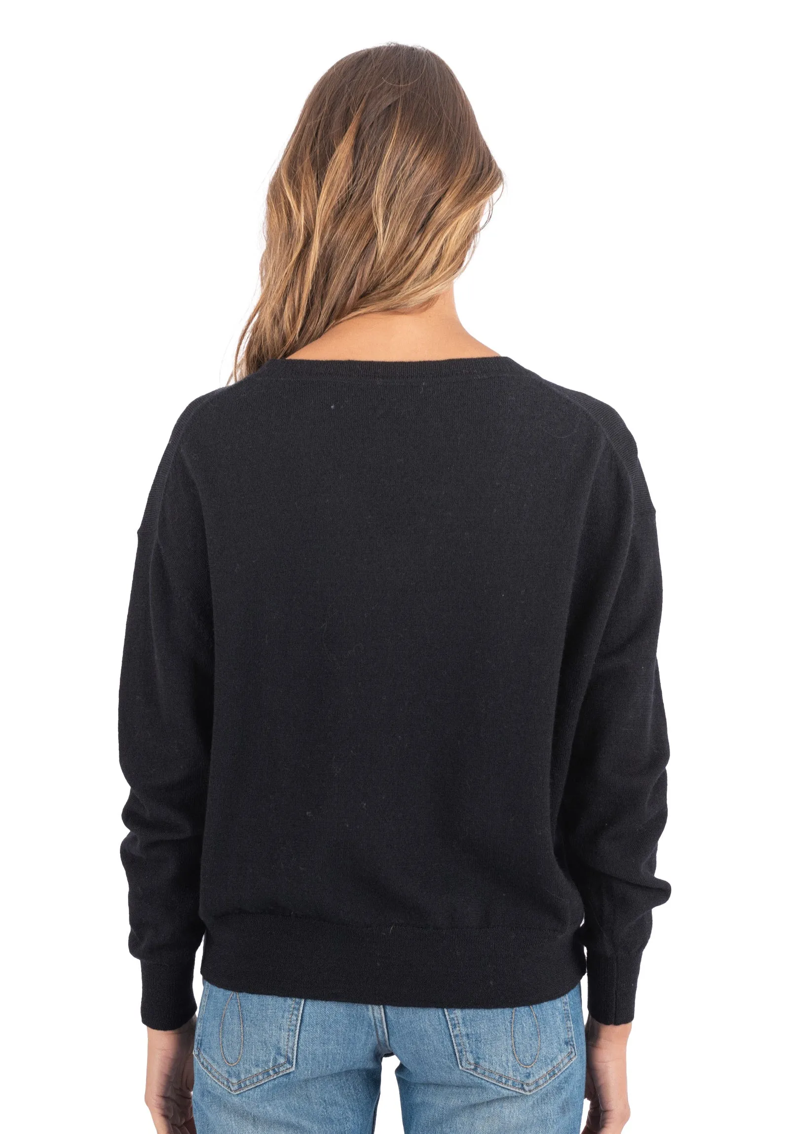 Viola Black Relaxed Merino Wool Sweater