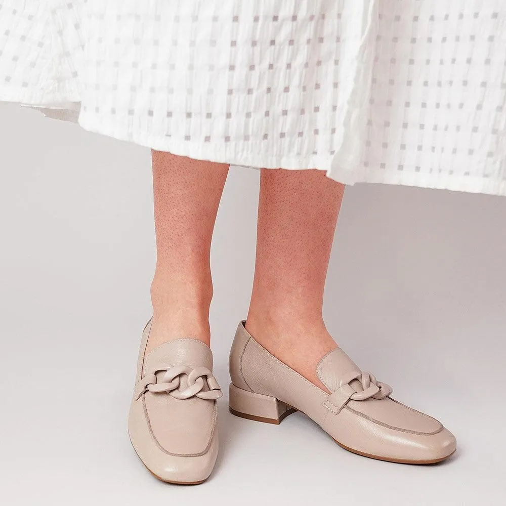 Vivek Nude Leather Loafers