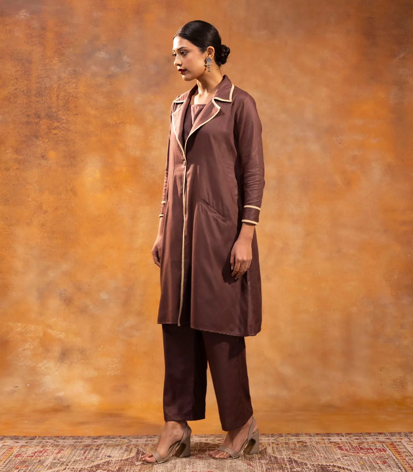 Walnut Brown Linen Jacket Dress