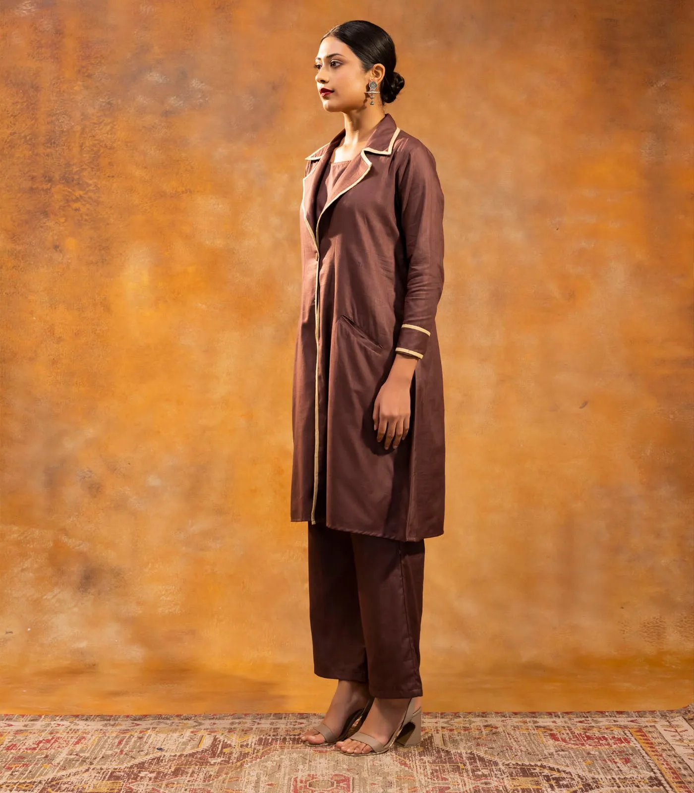 Walnut Brown Linen Jacket Dress